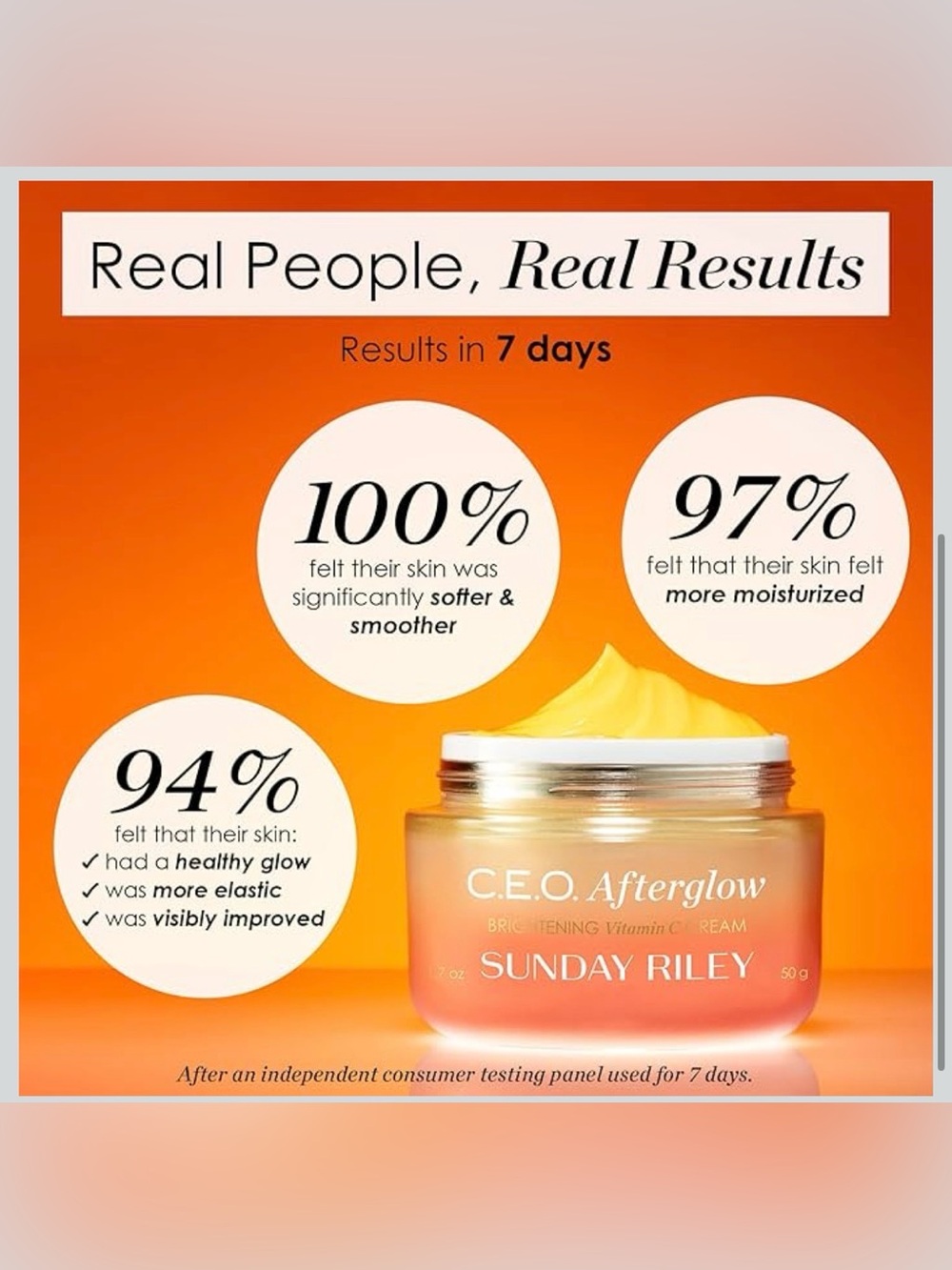 Sunday Riley C.E.O. Afterglow Brightening Vitamin C Cream Face Moisturizer 1.7oz - Picture 5 of 6